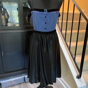 BCBG Maxazira - Black & Blue Milkmaid Dress